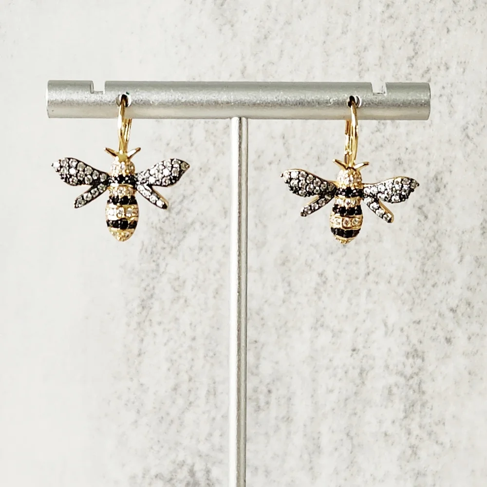 Kenneth Jay Lane Look Of Real Goldplated & Cubic Zirconia Bumble Bee Earrings